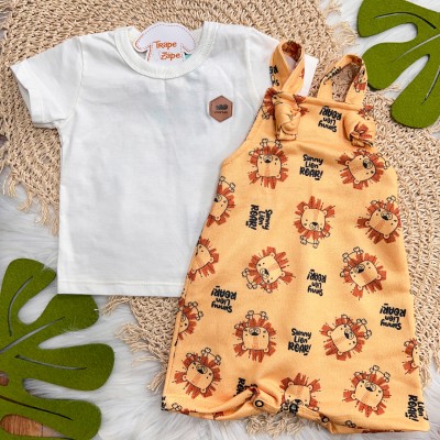 Conj. Camiseta e Jardineira Sunny Lion Roar - Laranja